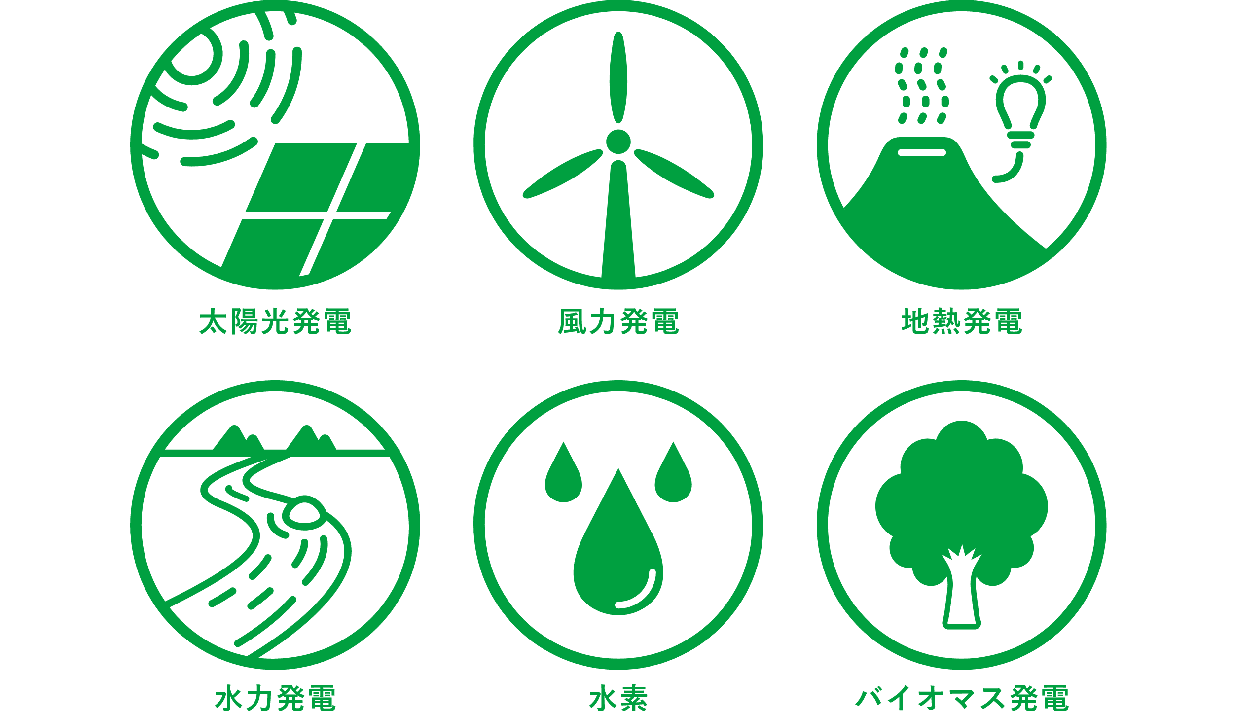 太陽光発電 風力発電 地熱発電 水力発電 水素 バイオマス発電